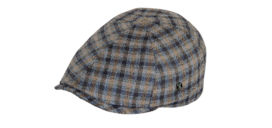 Beige flat cap.