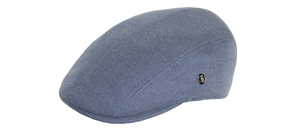 Grey flat cap.