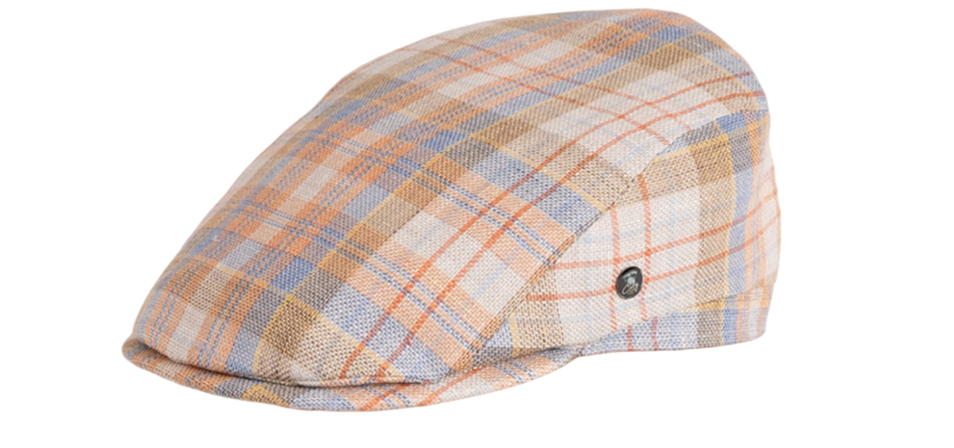 Dark blue flat cap.