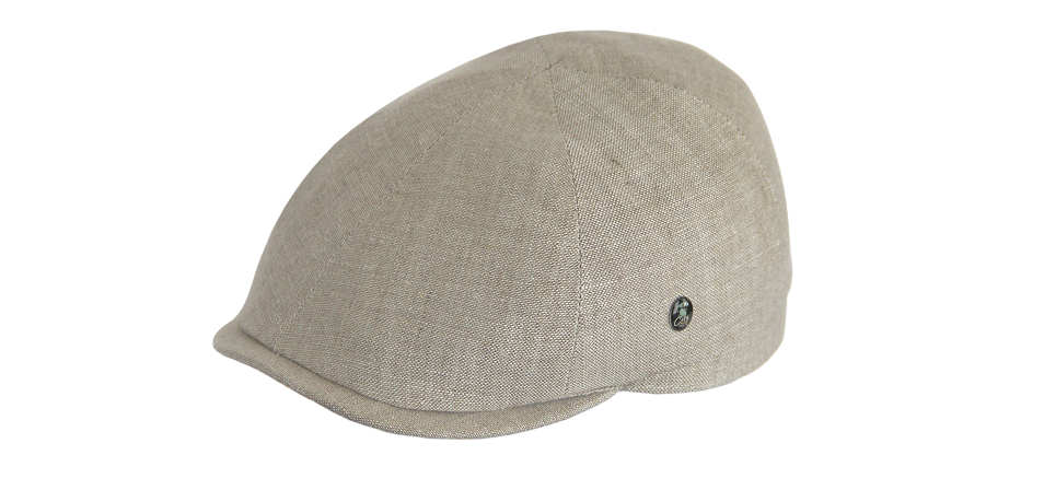 Beige flat cap.