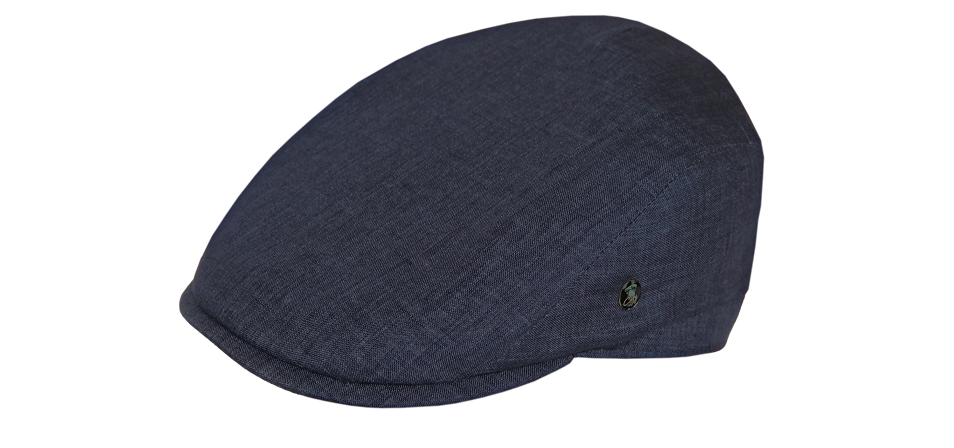 Dark blue flat cap.