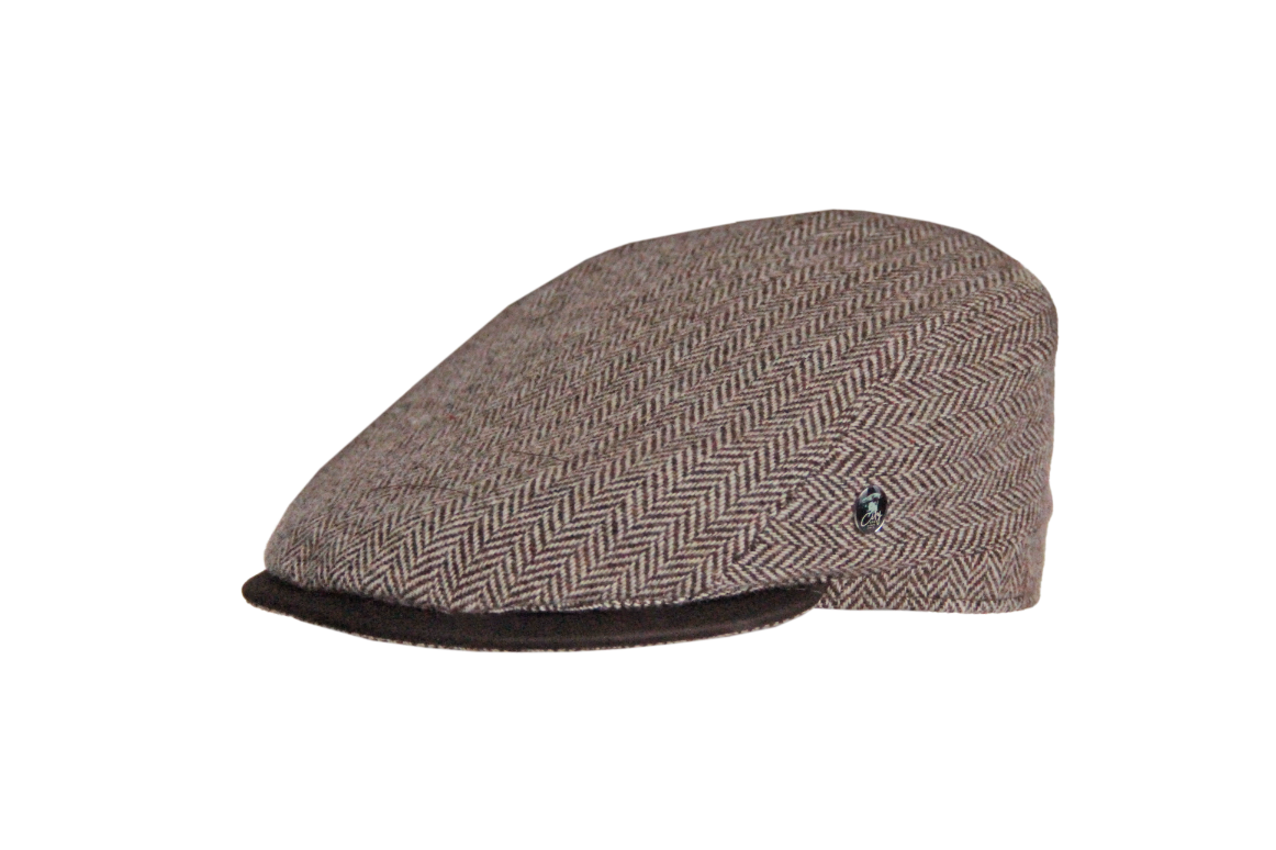 Dark blue flat cap.
