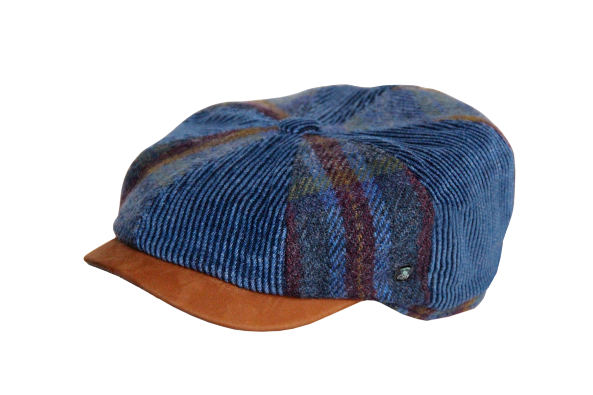 Grey flat cap.