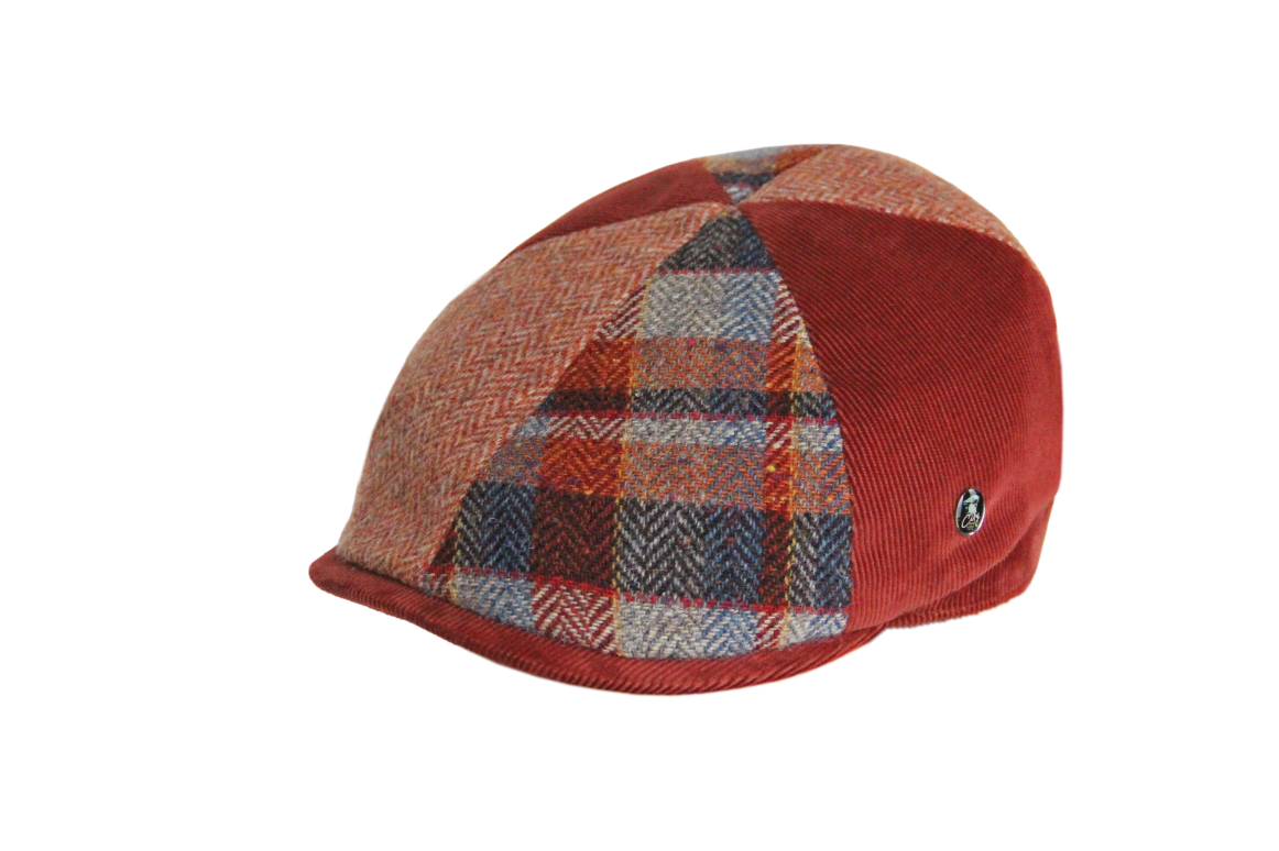 Dark blue flat cap.