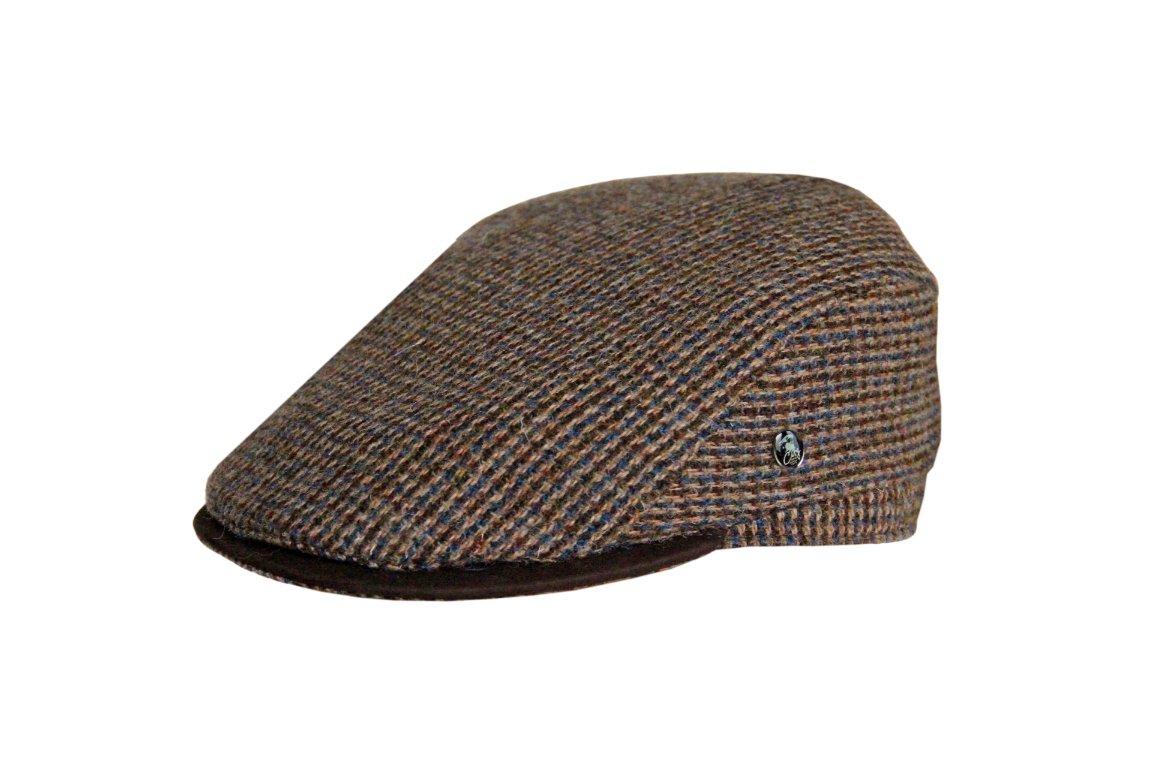 Grey flat cap.